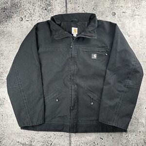 CARHARTT J316 Detroit Style Black Waterproof Cotton Canvas Astoria Jacket L Tall